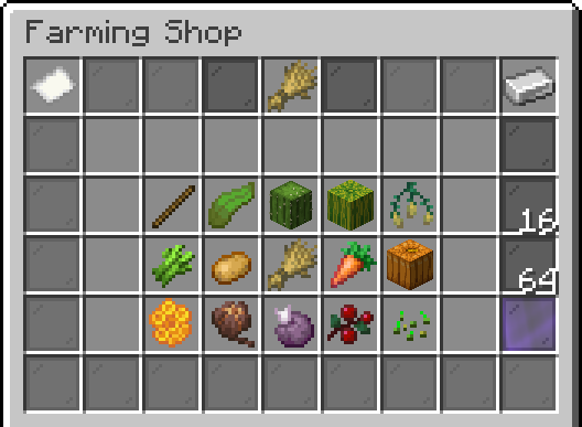 Sellshop Farming menu